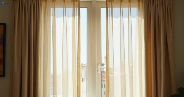 Dull dusty drapes in northcote-vic before professional cleaning